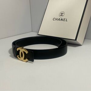 CHANEL Belt with Gold CC Buckle